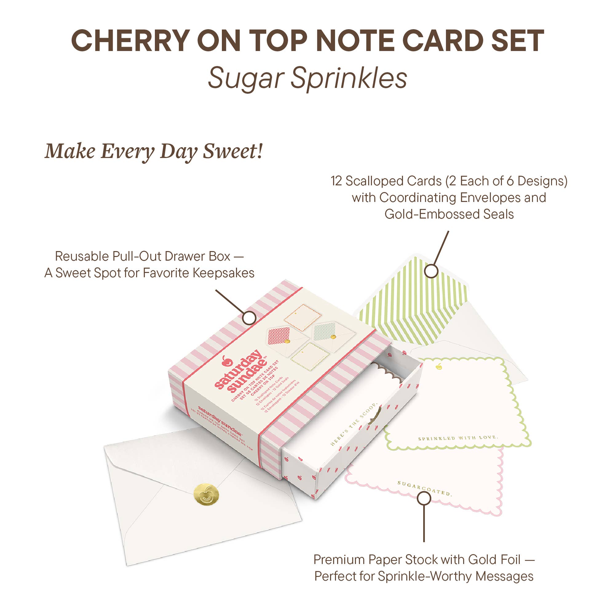 Sugar Sprinkles Cherry on Top Note Card Set