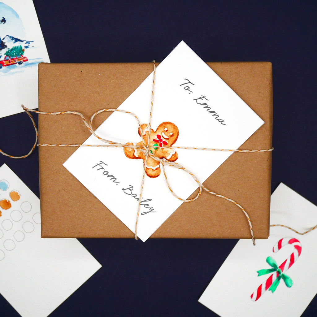 Mini Christmas Watercolor Kit  | Gingerbread, Candy Cane & Snow Globe
