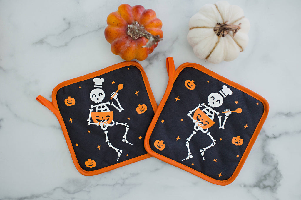 Halloween Skeleton Trivets Set of 2 — Cotton Hot Pads by Pearhead