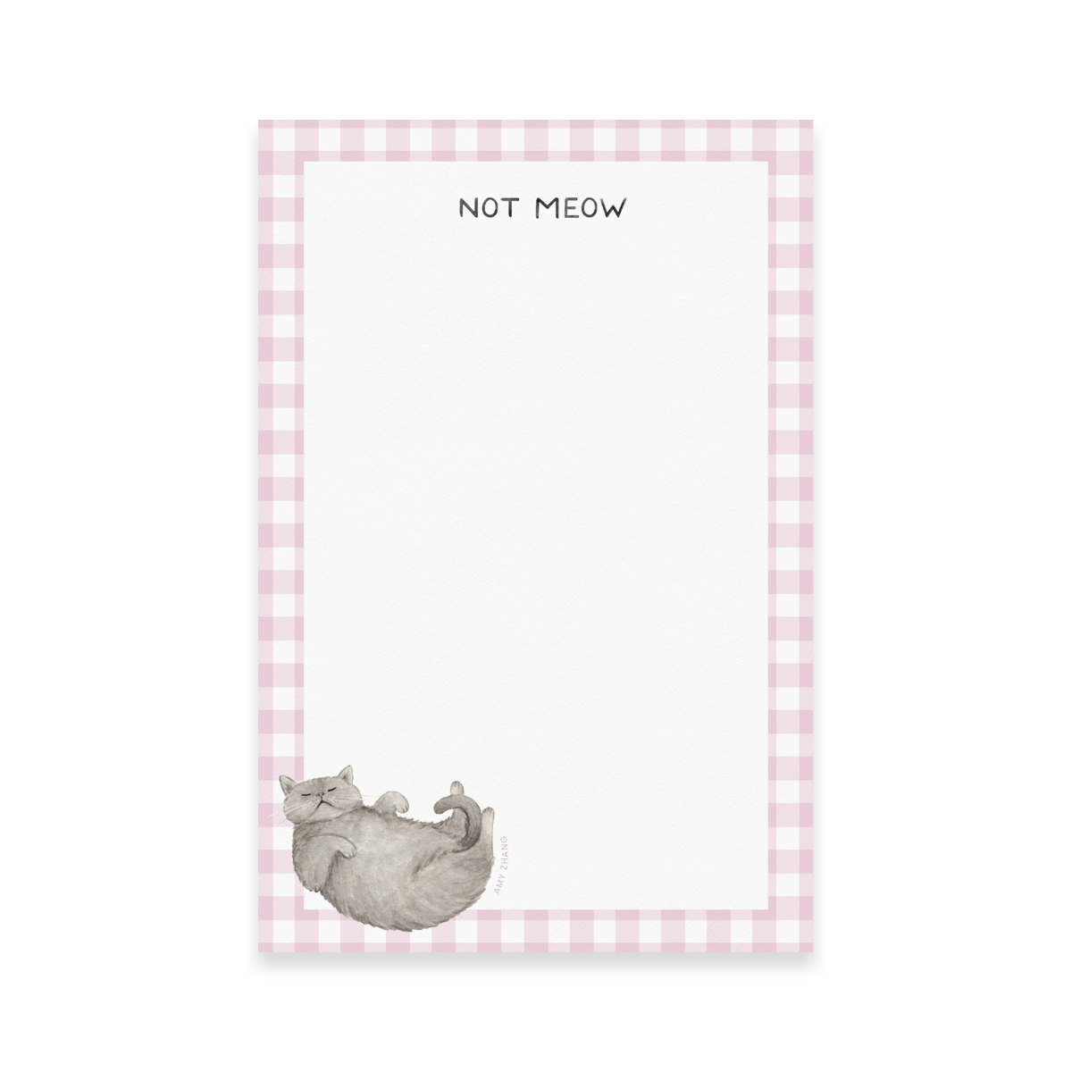 Not Meow — Cat Lovers Gingham To Do List Notepad