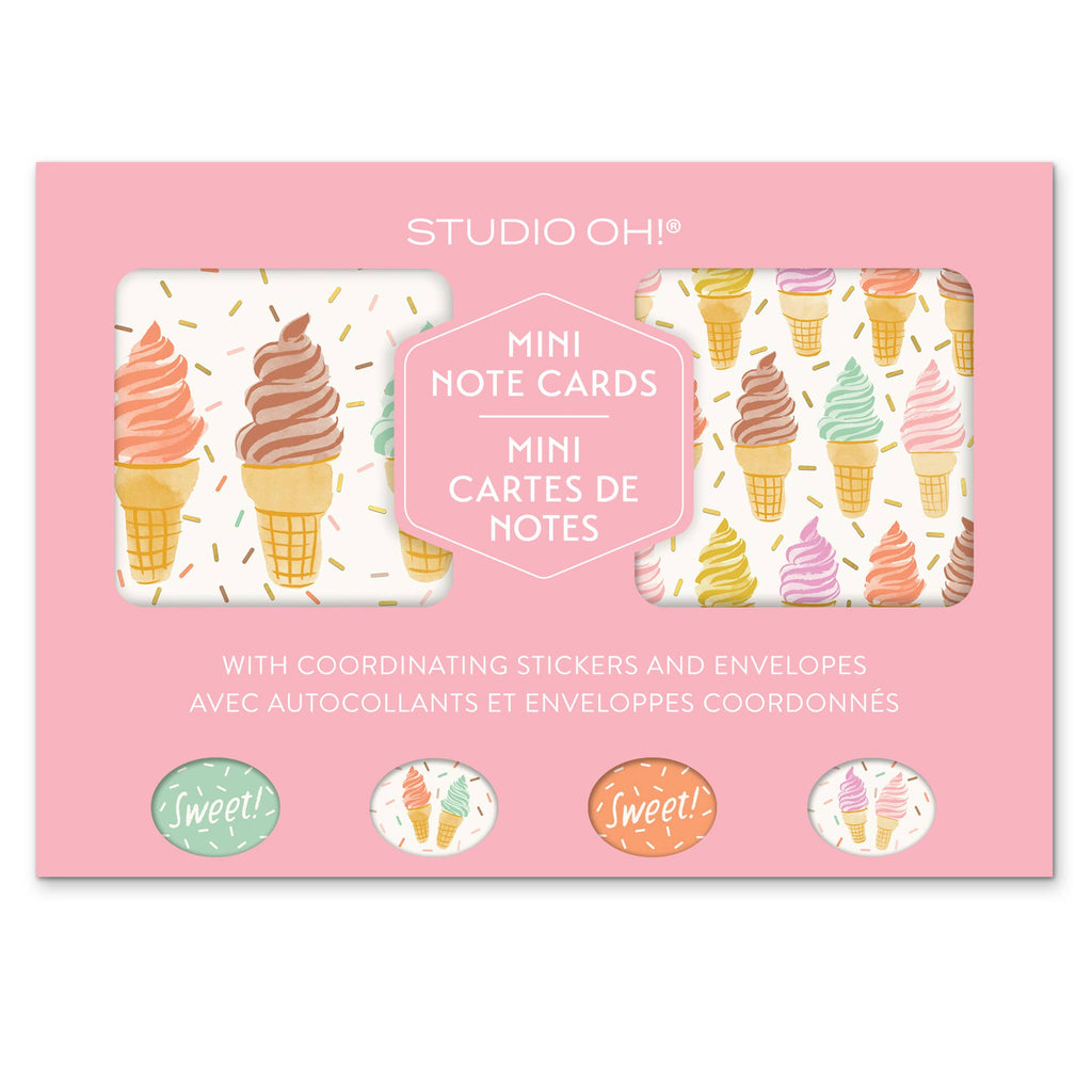 Cool & Creamy Assorted Mini Note Card Set with Stickers by Studio Oh!