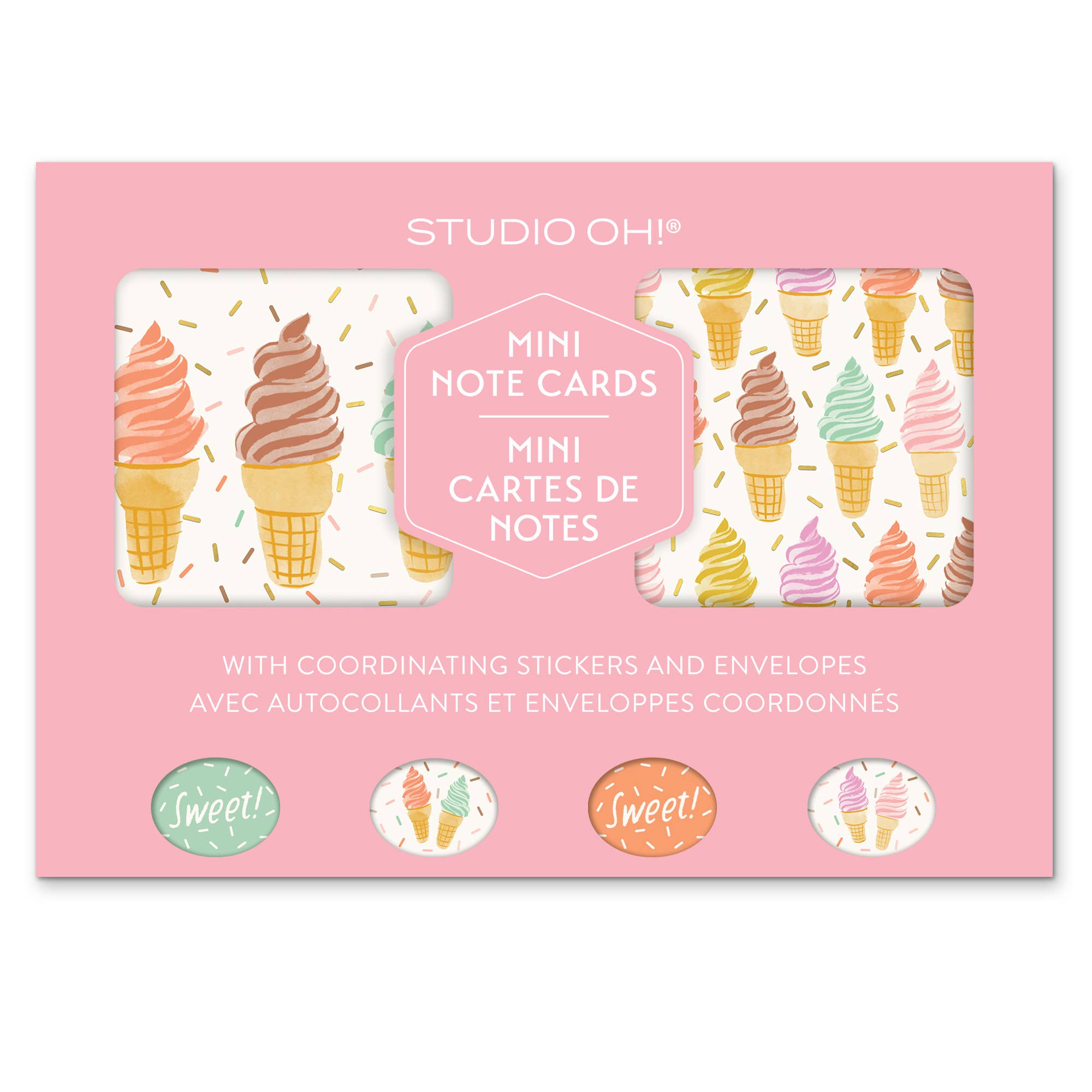 Cool & Creamy Assorted Mini Note Card Set with Stickers by Studio Oh!