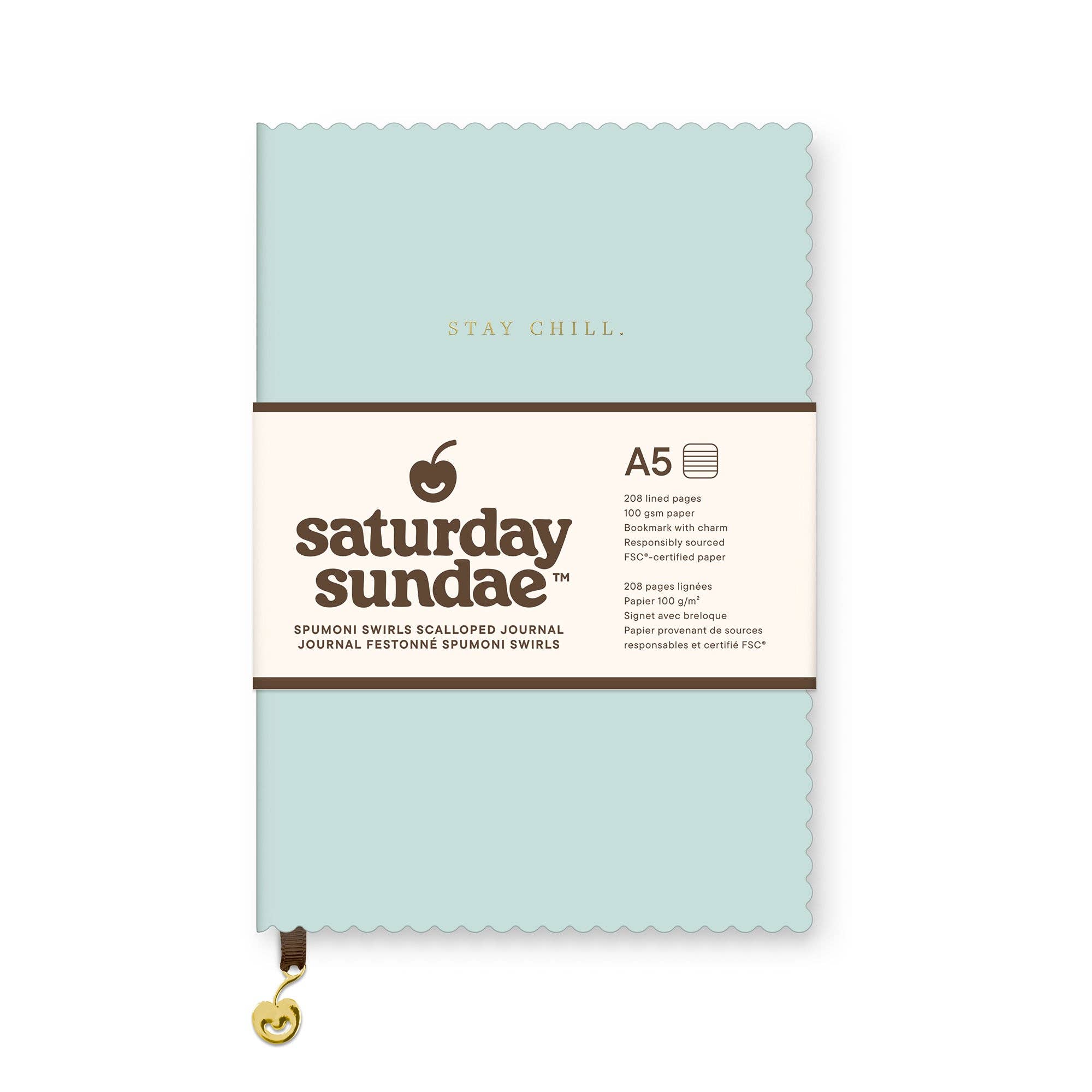 Mint Chip Spumoni Swirls Scalloped Journal – A5 Lined Notebook