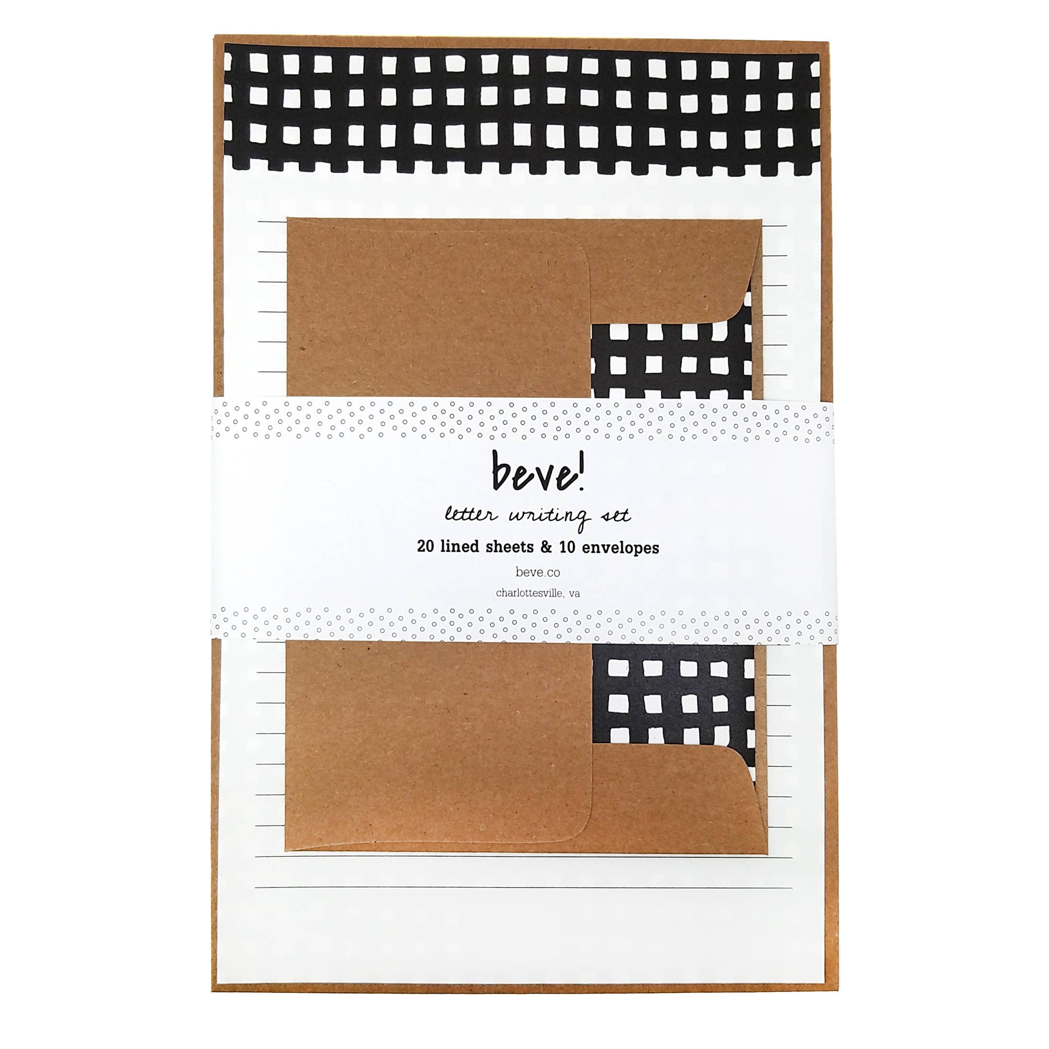 Black Gingham Letter Writing Set