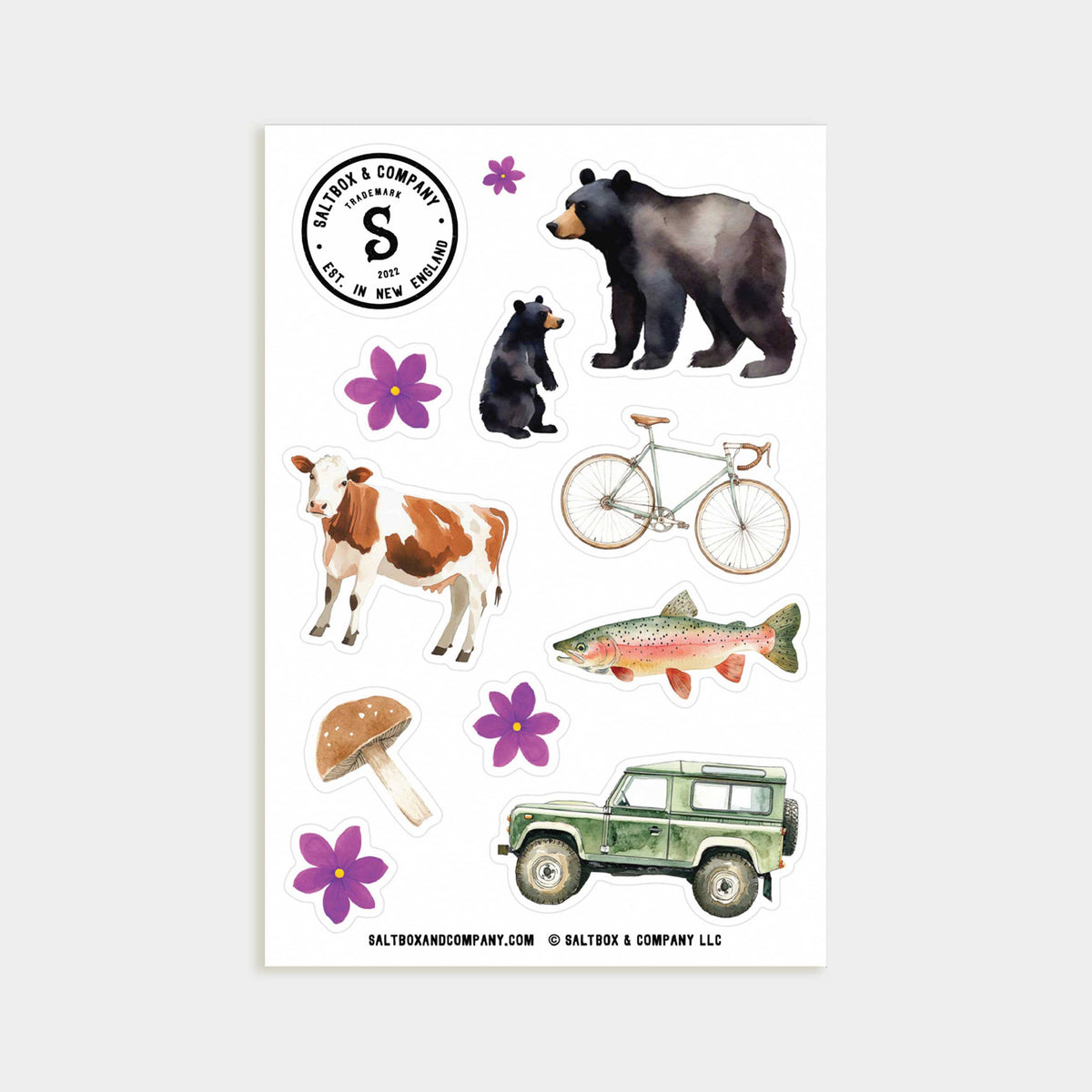 Mountain Mini Sticker Sheet - 11 Waterproof Stickers, 4" x 6"