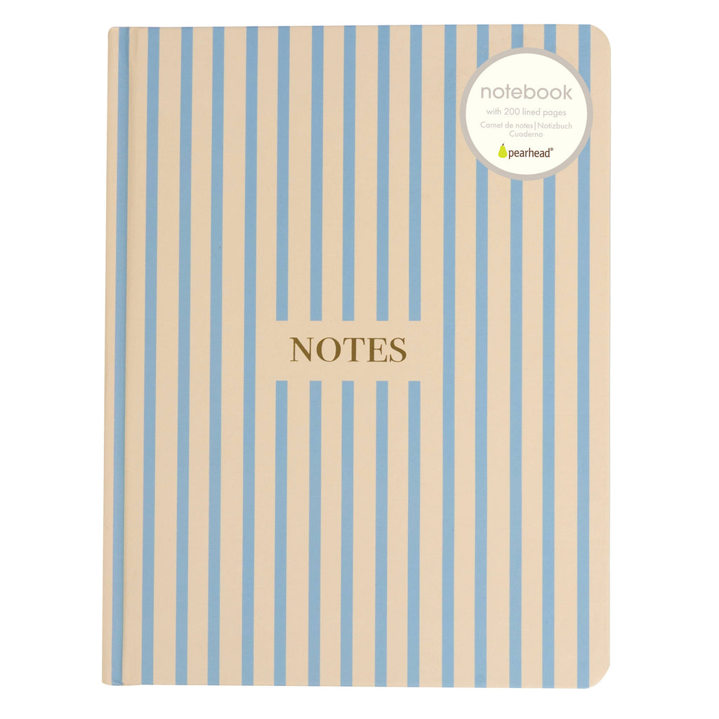 Cream and Blue Striped Notes Journal, Hardcover Stationary