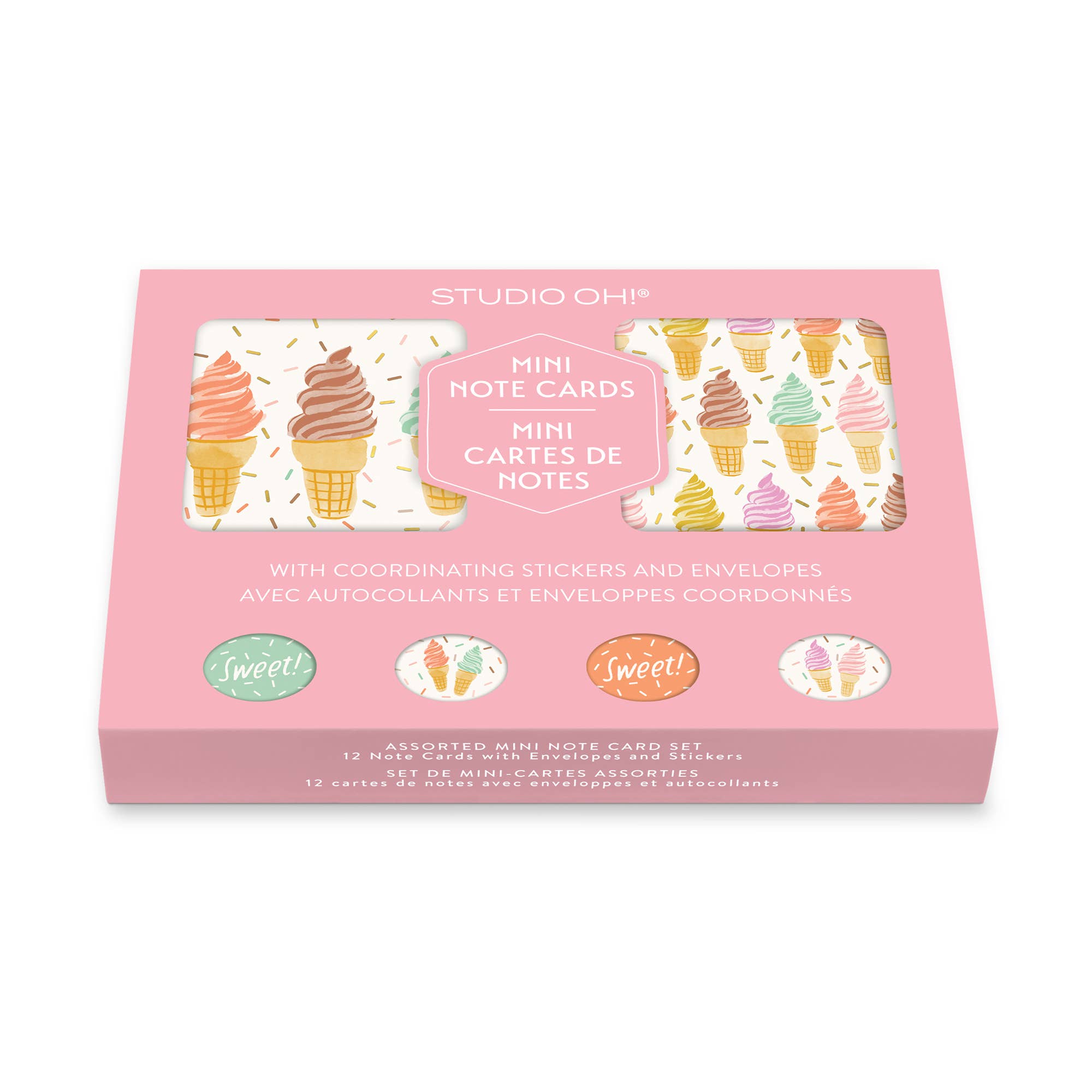 Cool & Creamy Assorted Mini Note Card Set with Stickers by Studio Oh!
