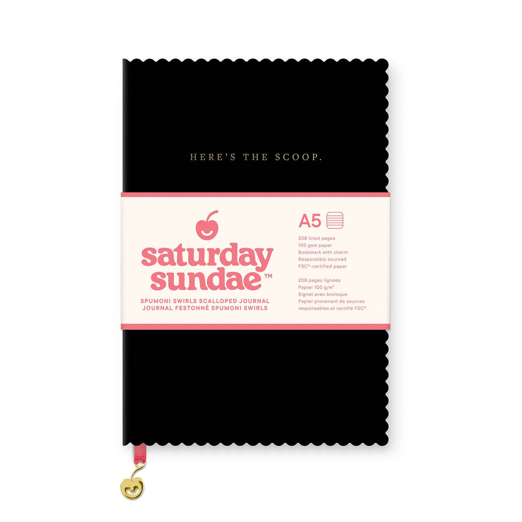 Black Cherry A5 Spumoni Swirls Scalloped Journal