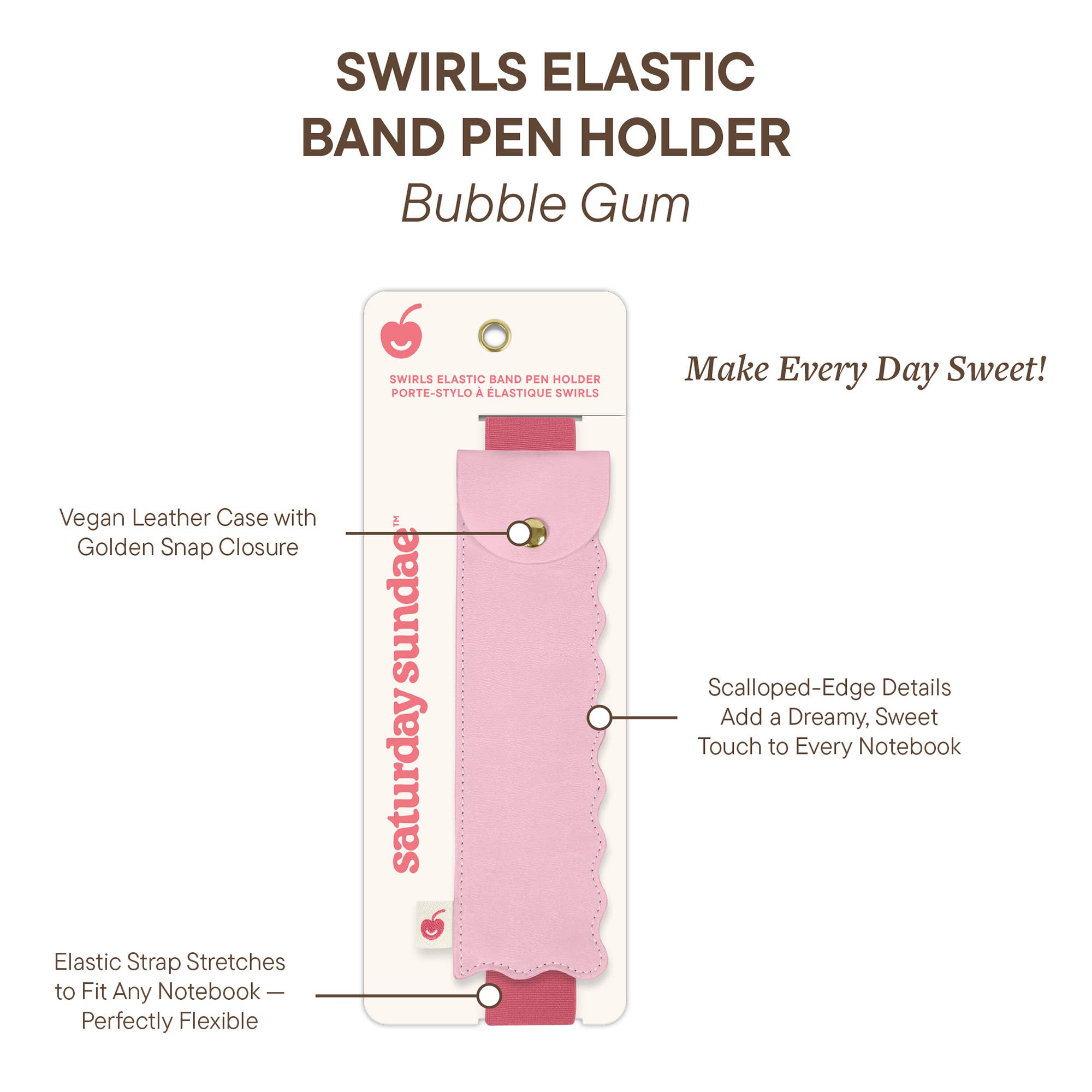 Bubble Gum Swirls Elastic Band Pen Holder