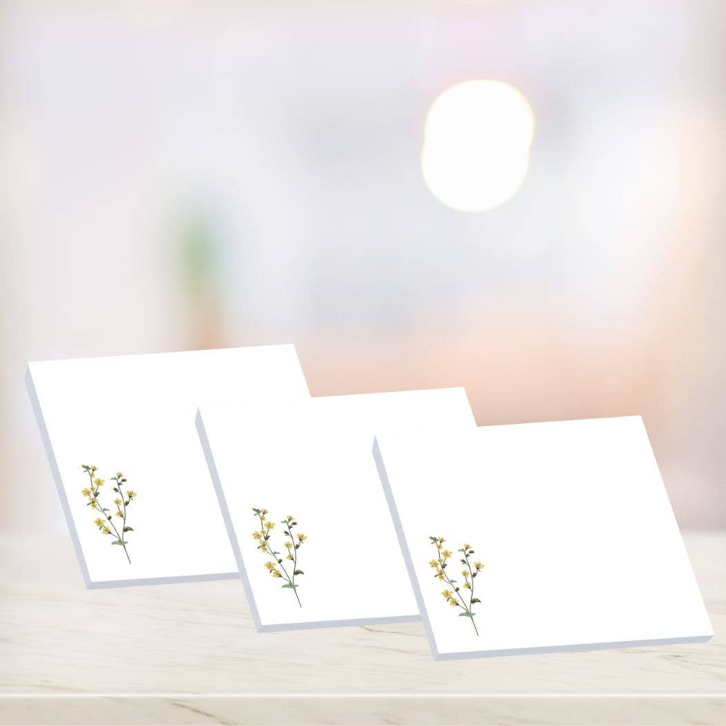 Golden Sprig Sticky Note Pad | 4x4 Minimalist Floral Post-it® Notes, 50 Sheets