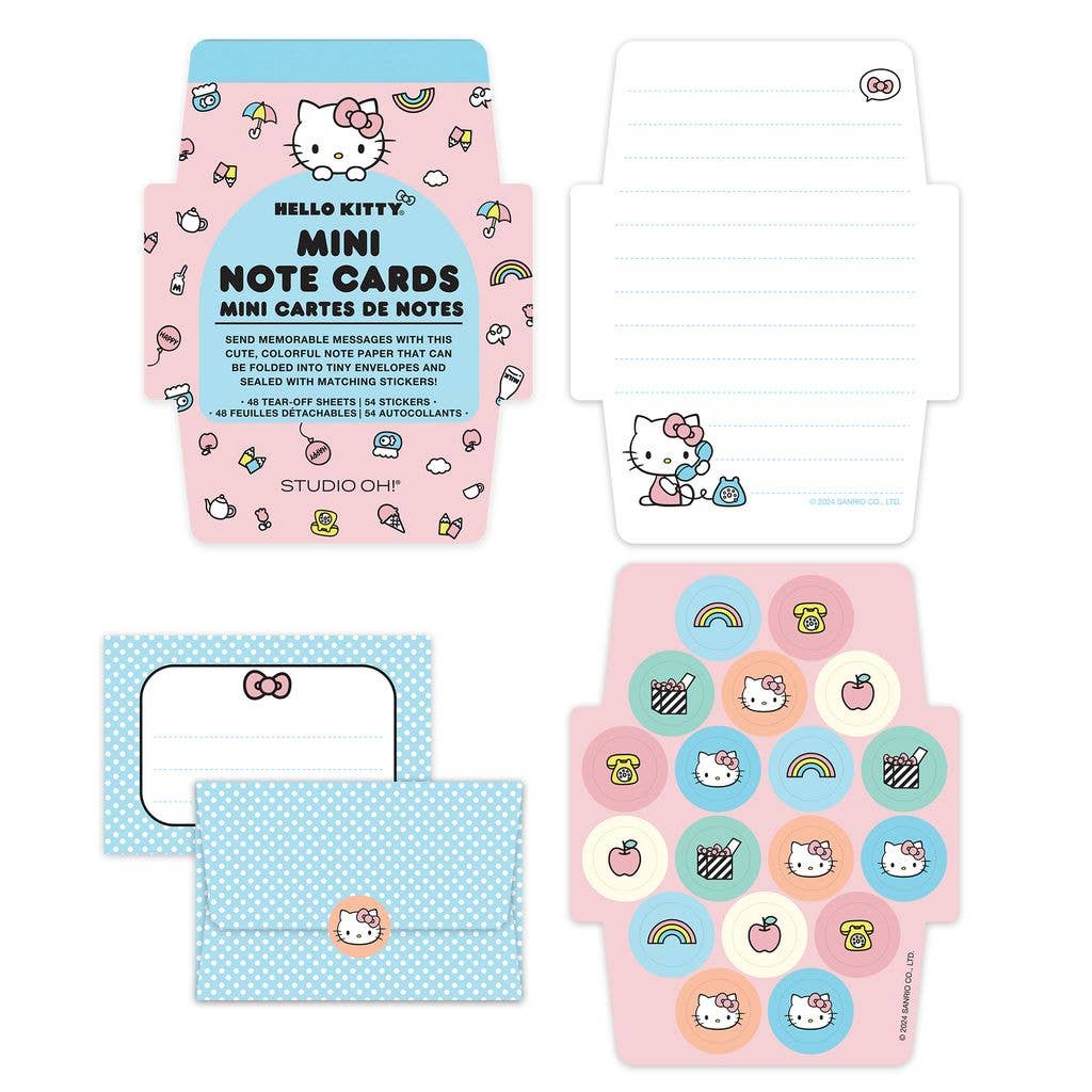 Note Writer Mini Note Card Set – Hello Kitty Classic Pink Mini Cards with Stickers by Studio Oh!