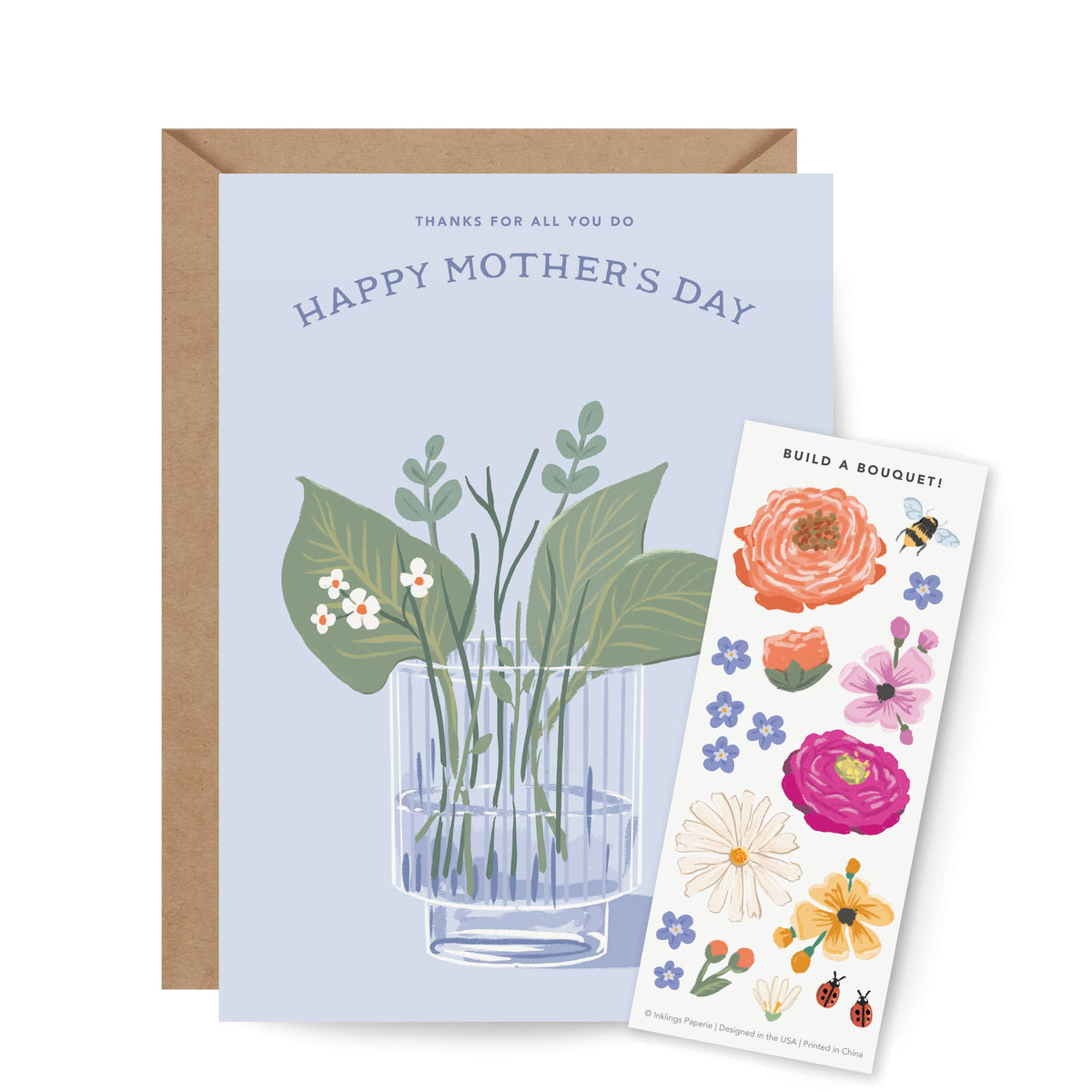 Mother's Day Bouquet Sticker Scene Greeting Card