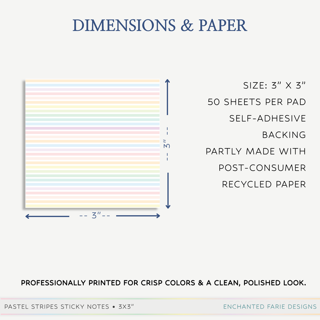 Pastel Stripes Sticky Notes