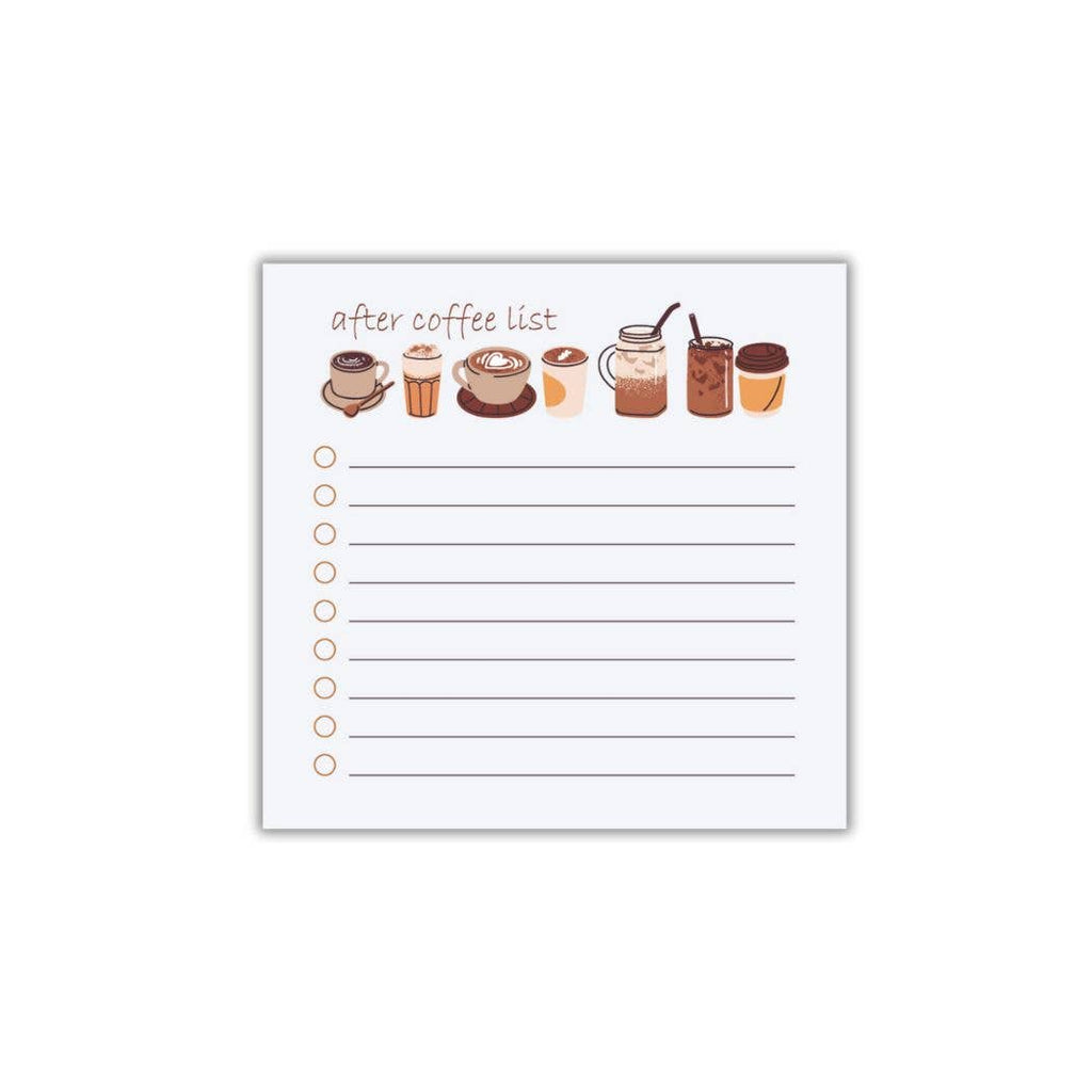 After Coffee Sticky Note Pad | 4x4 Checklist Post-it® Notes, 50 Sheets