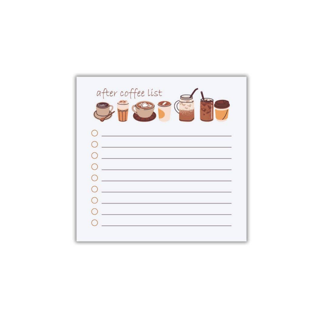 After Coffee Sticky Note Pad | 4x4 Checklist Post-it® Notes, 50 Sheets