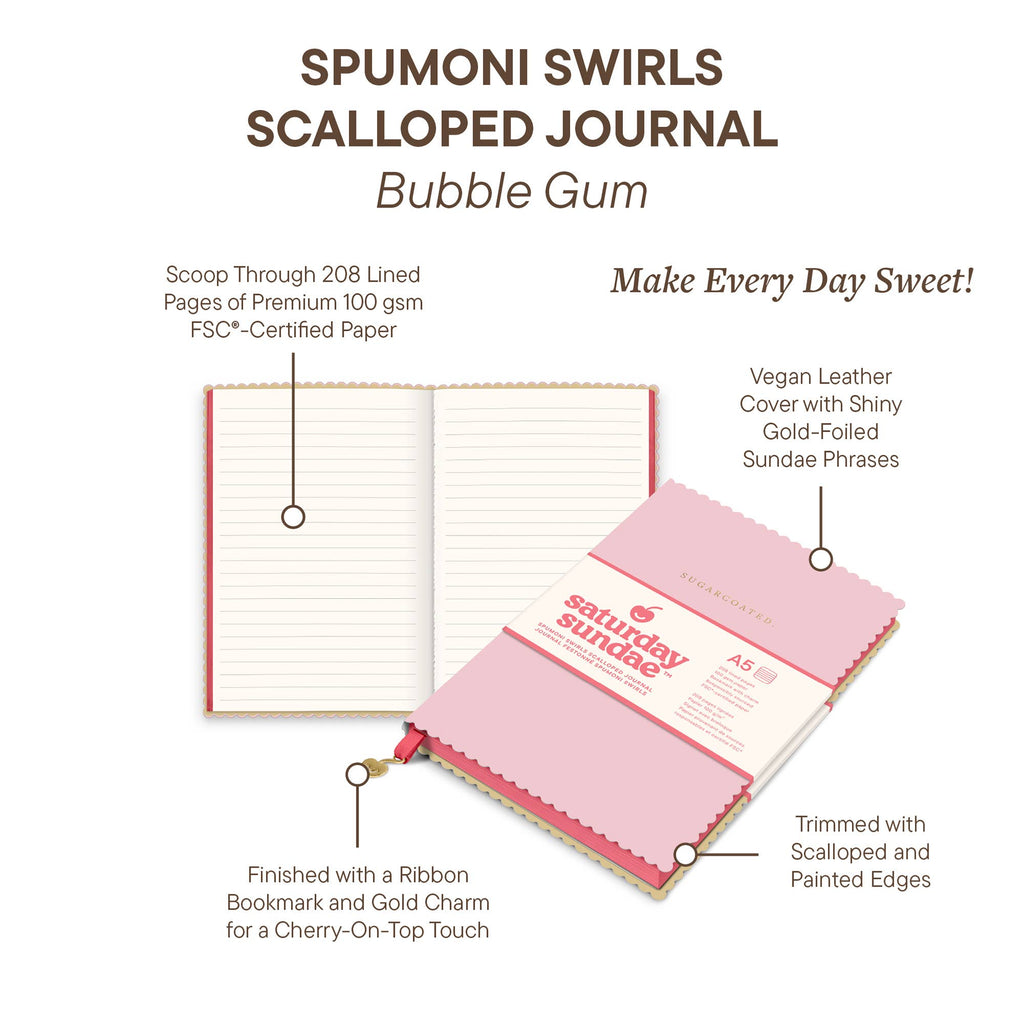 Bubble Gum Spumoni Swirls Scalloped Journal – A5 Lined Notebook