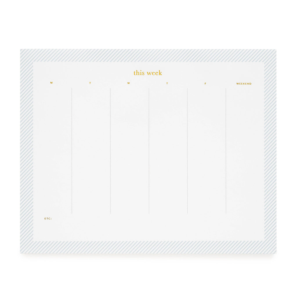 Blue Bordered Weekly Planning Notepad