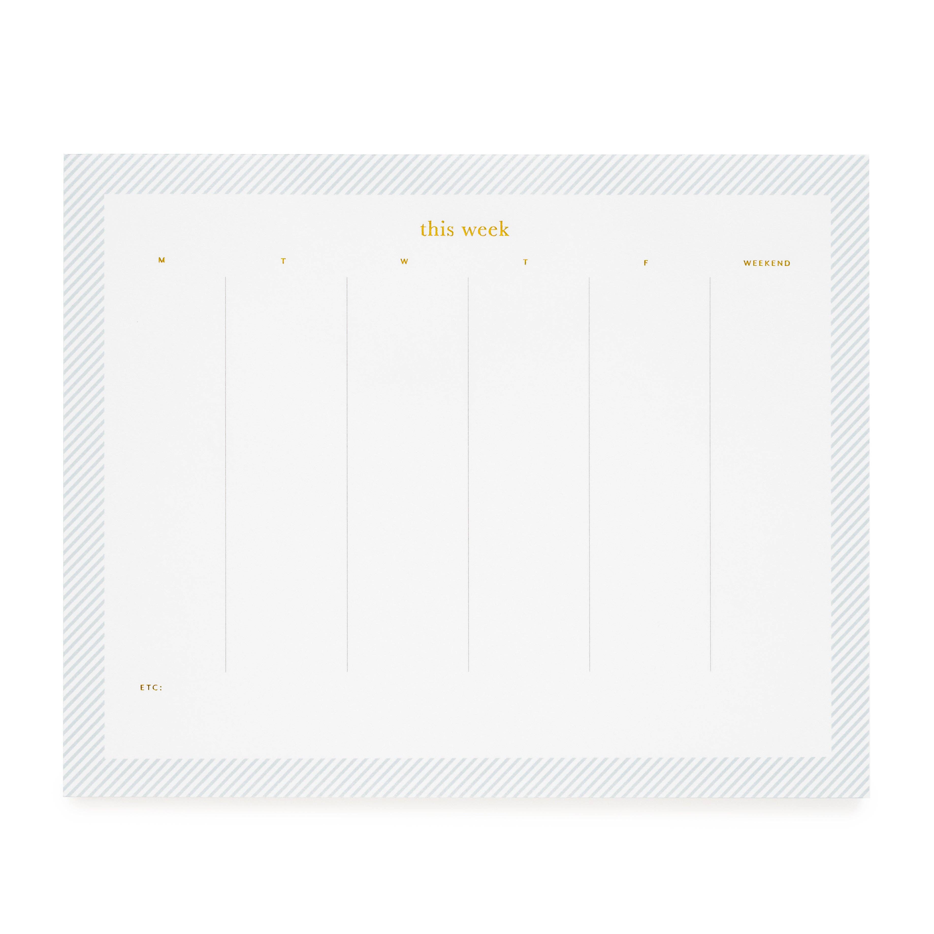 Blue Bordered Weekly Planning Notepad