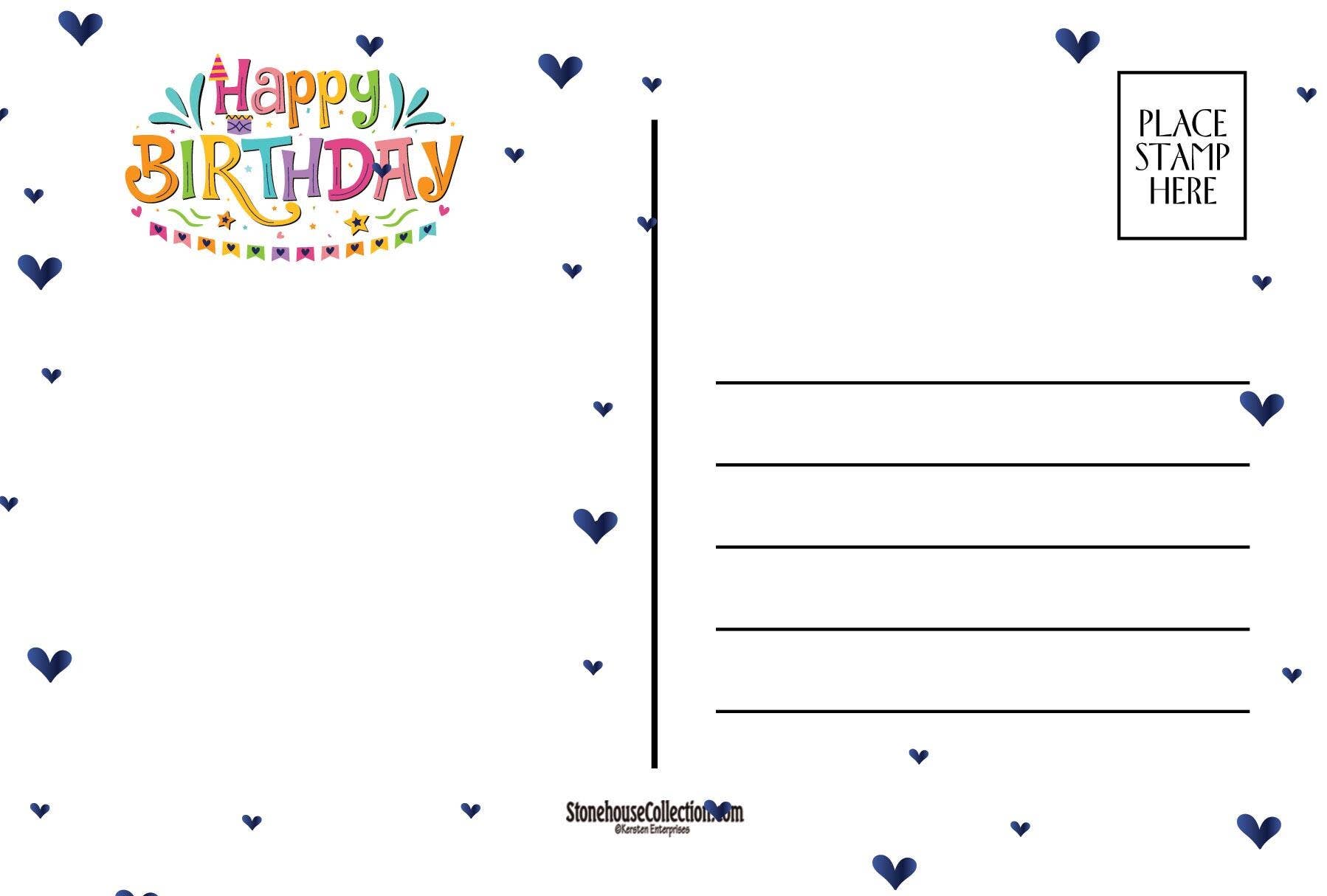 Fun and Colorful Happy Birthday Postcards - 40 Pack