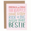 Bestie Friendship Greeting Card | Silver Foil | Pippi Post