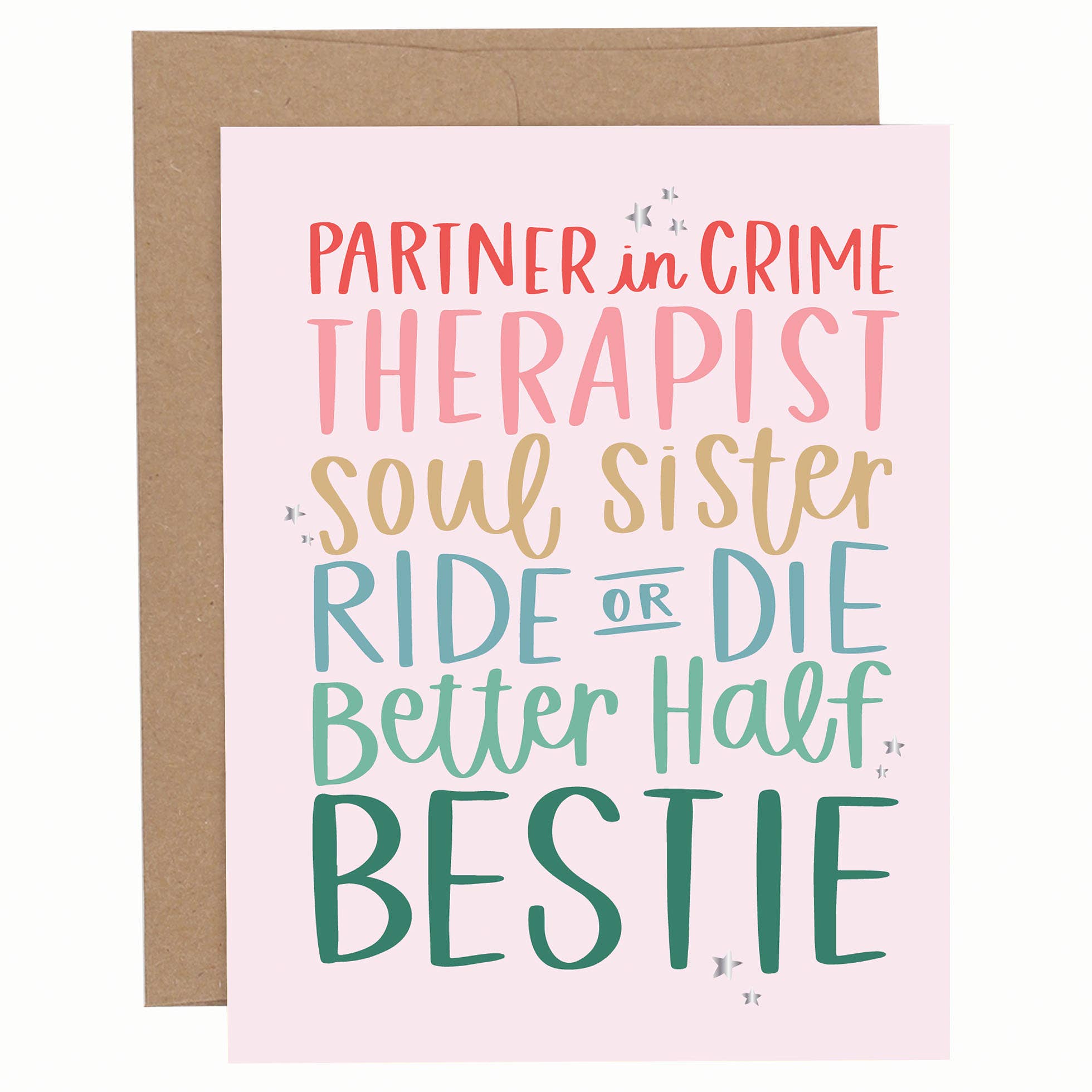 Bestie Friendship Greeting Card | Silver Foil | Pippi Post
