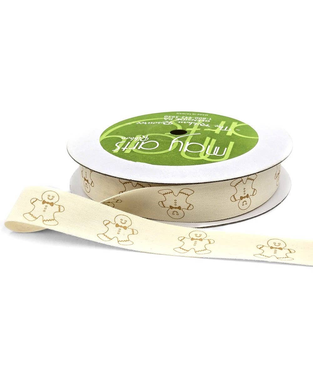 3/4" Gingerbread Man Print 100% Cotton Ribbon