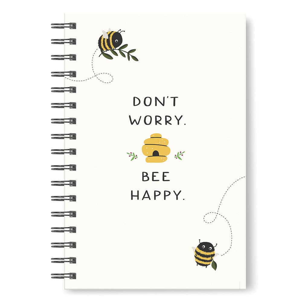 Don't Worry Bee Happy Spiral Notebook by Studio Oh!