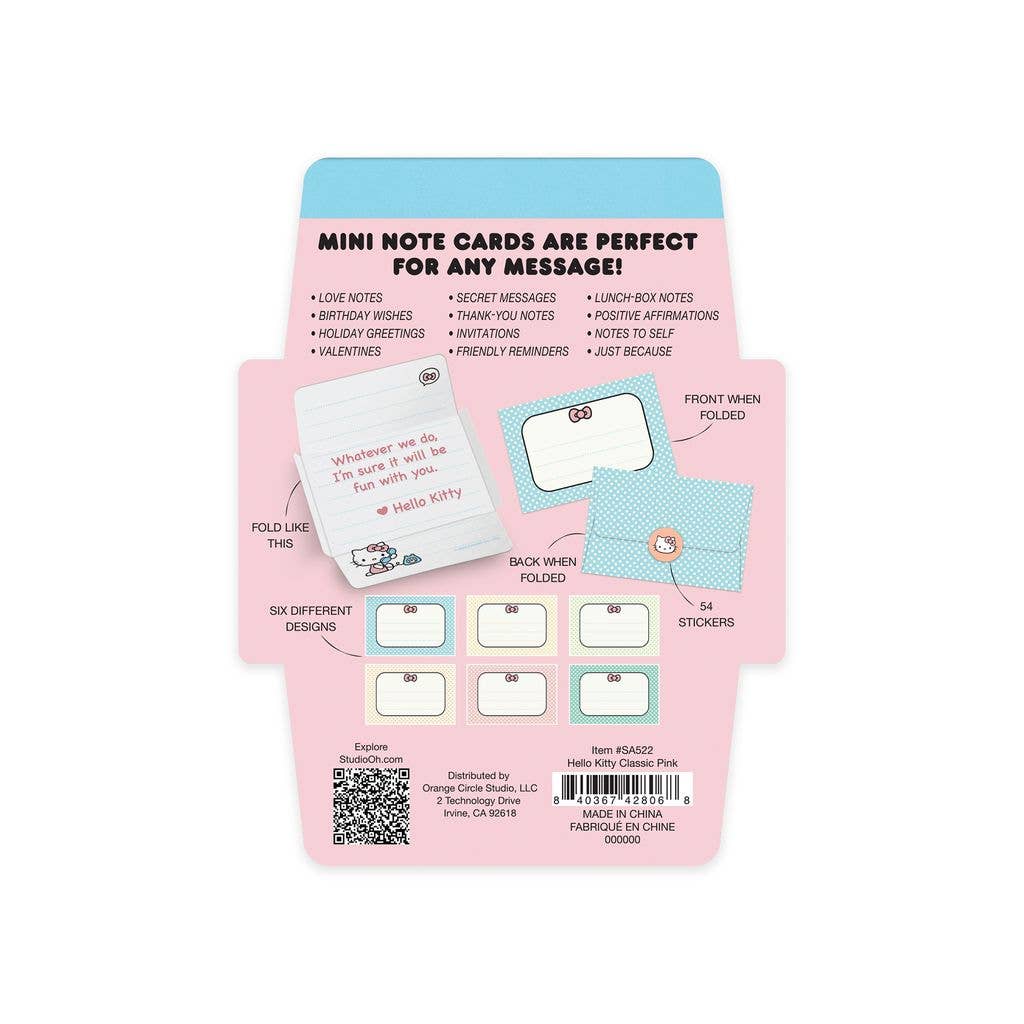 Note Writer Mini Note Card Set – Hello Kitty Classic Pink Mini Cards with Stickers by Studio Oh!
