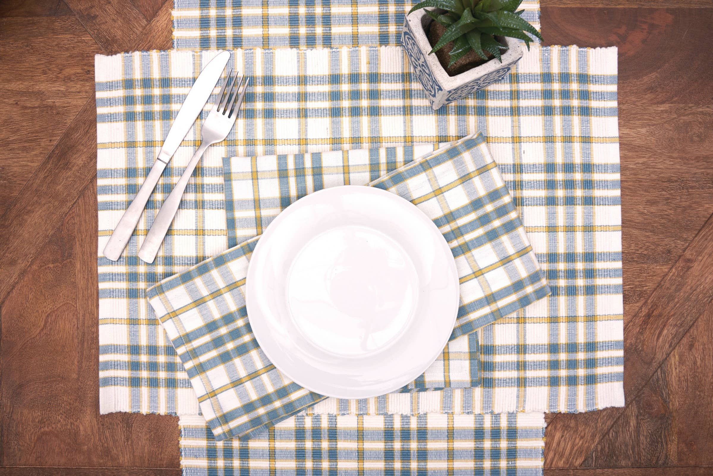 Simmons Blue Plaid Table Runner by C&F Home