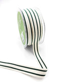 5/8" Woven Cotton Dark Green Double Stripes Ribbon