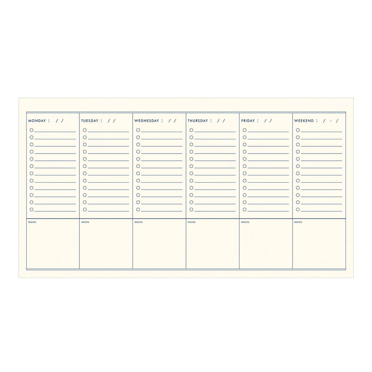 Grid Undated Weekly Planner