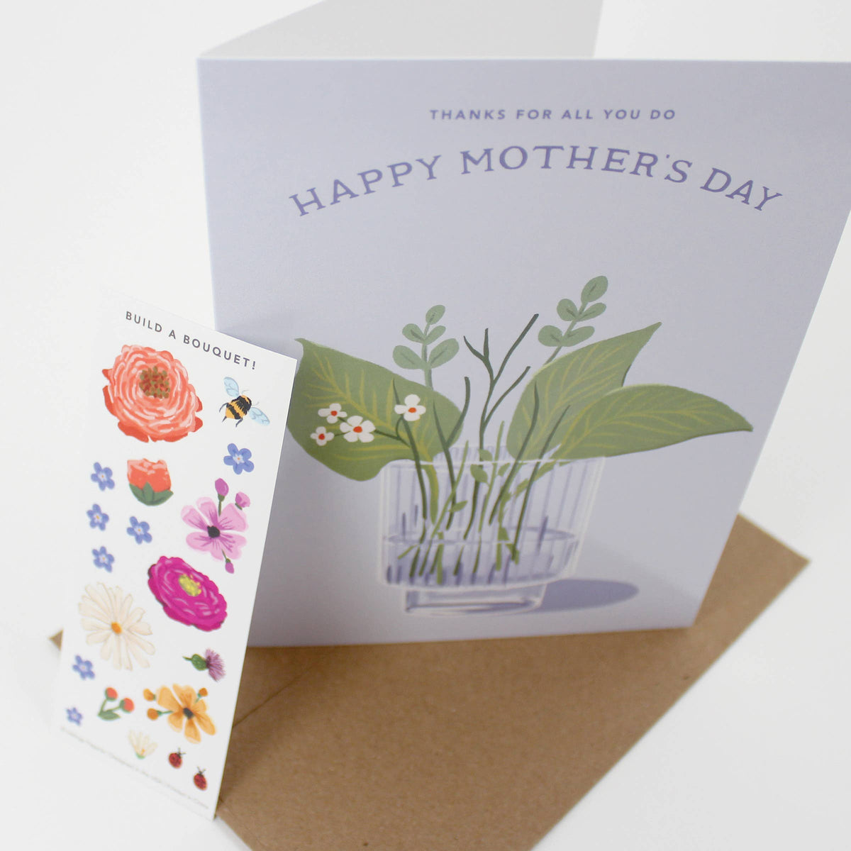 Mother's Day Bouquet Sticker Scene Greeting Card