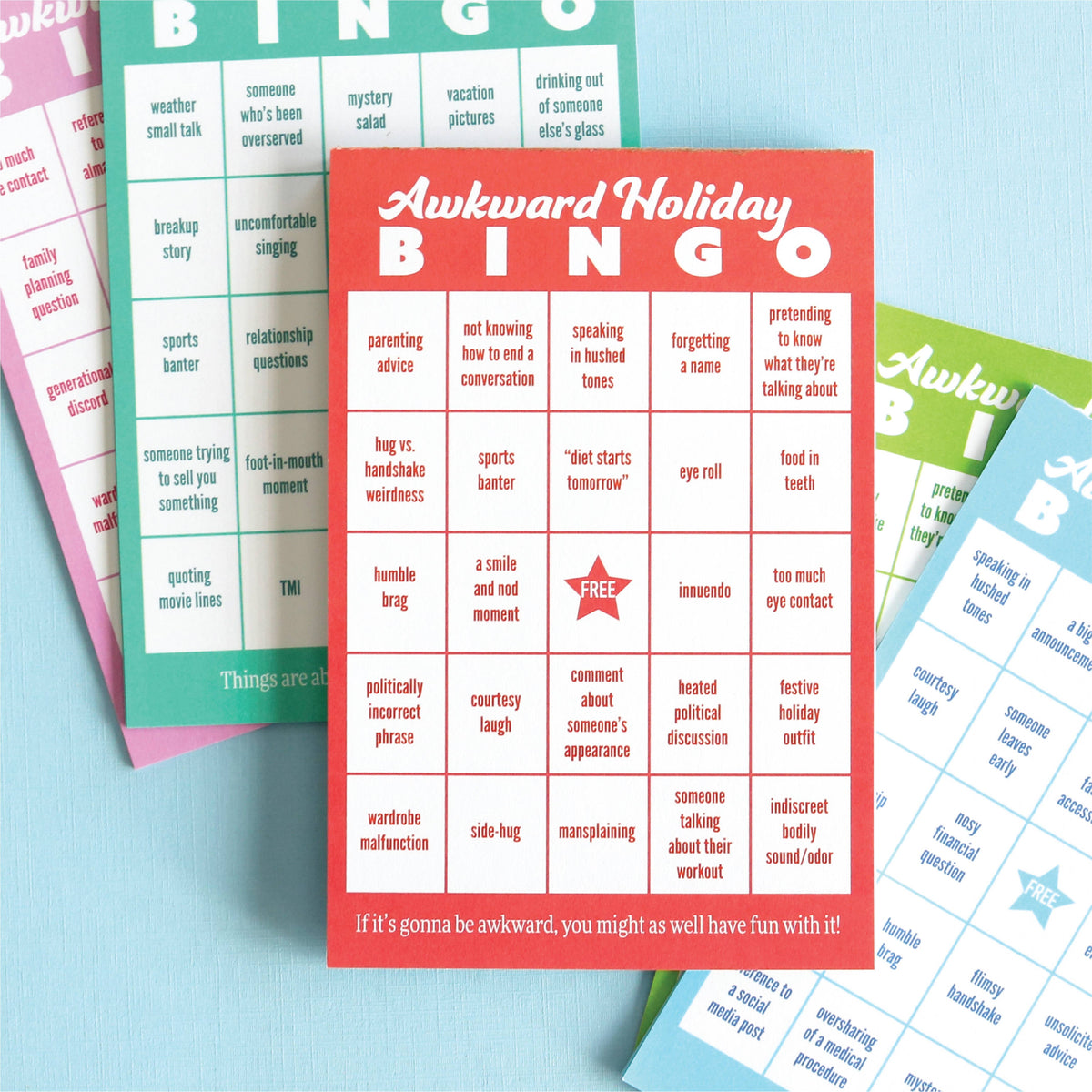 Awkward Holiday Bingo Game, 50 Sheets