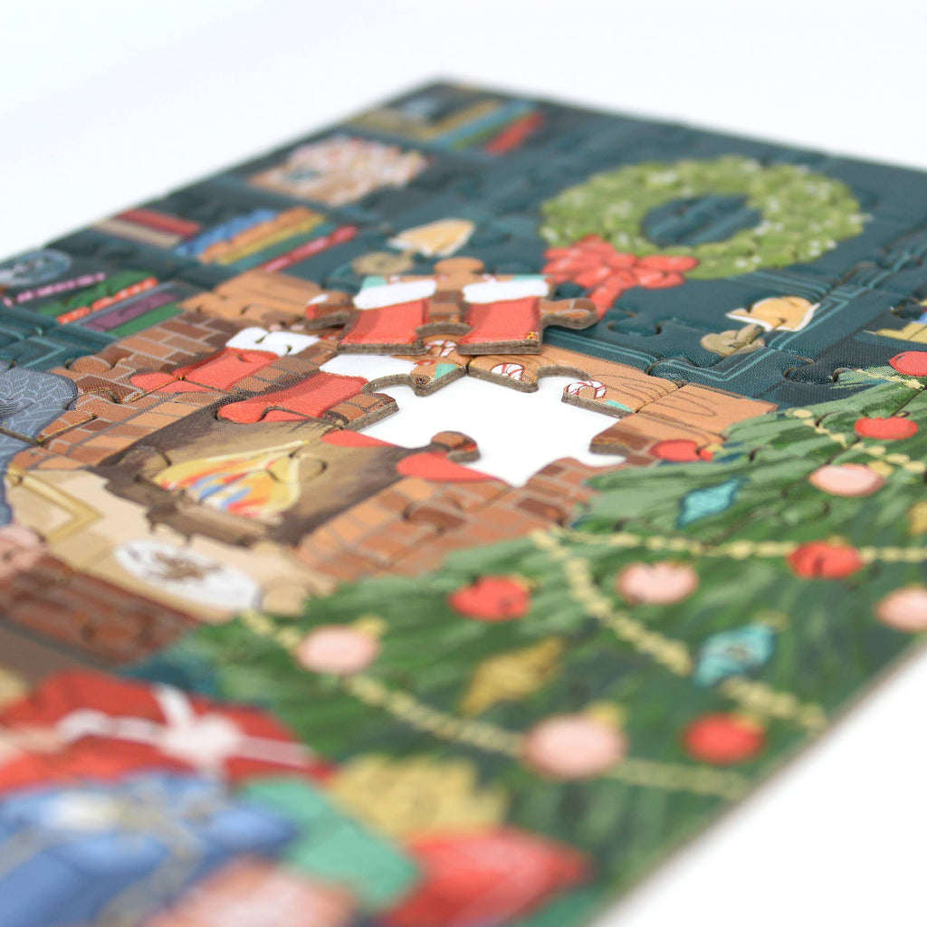 Puzzle Greeting Card – Cozy Fireplace Scene