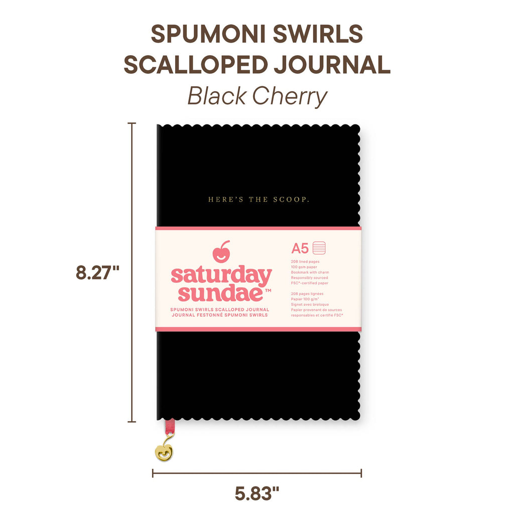 Black Cherry A5 Spumoni Swirls Scalloped Journal