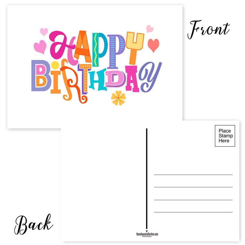 Assorted Happy Birthday Postcards 4x6 Bulk Pack