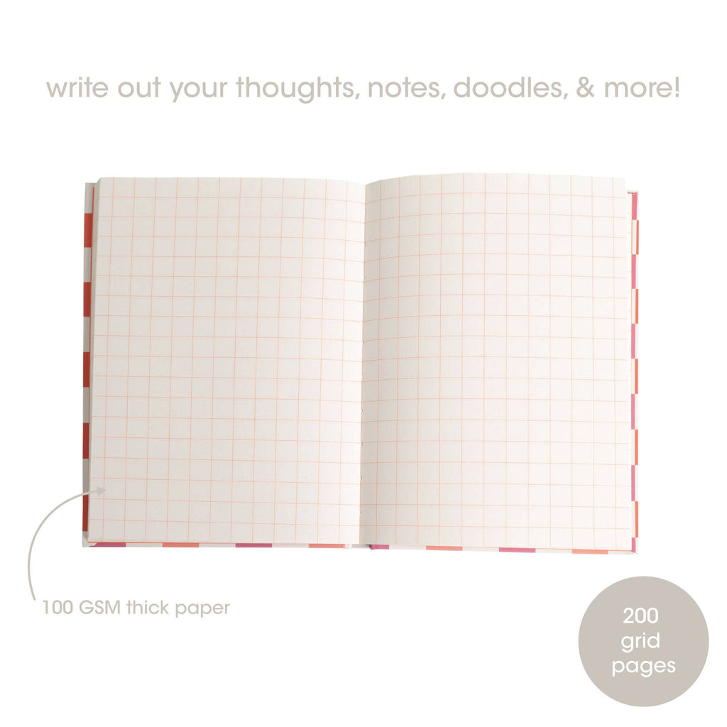 Checkered Star Pink & Orange Hardcover Journal Notebook 6x8