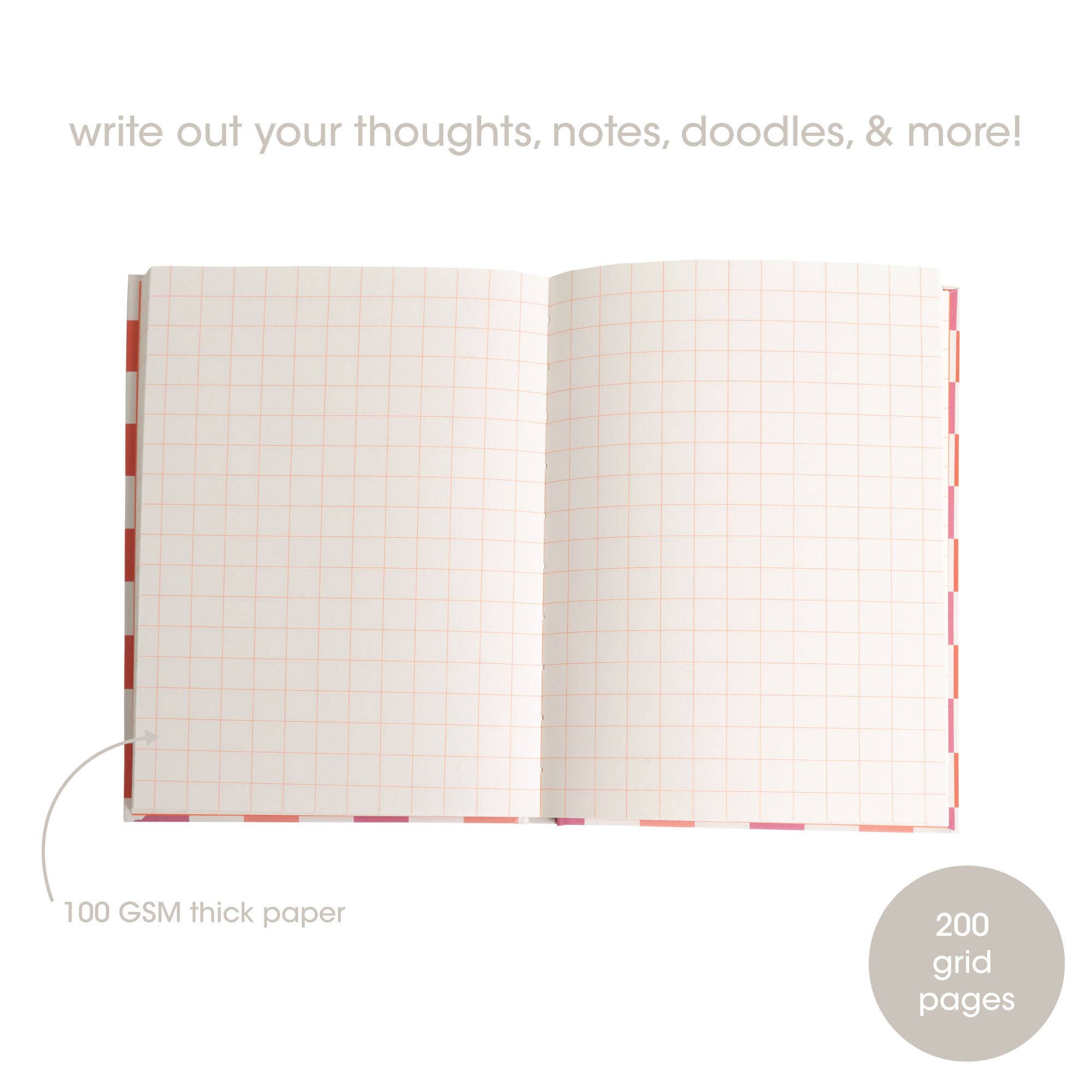 Checkered Star Pink & Orange Hardcover Journal Notebook 6x8