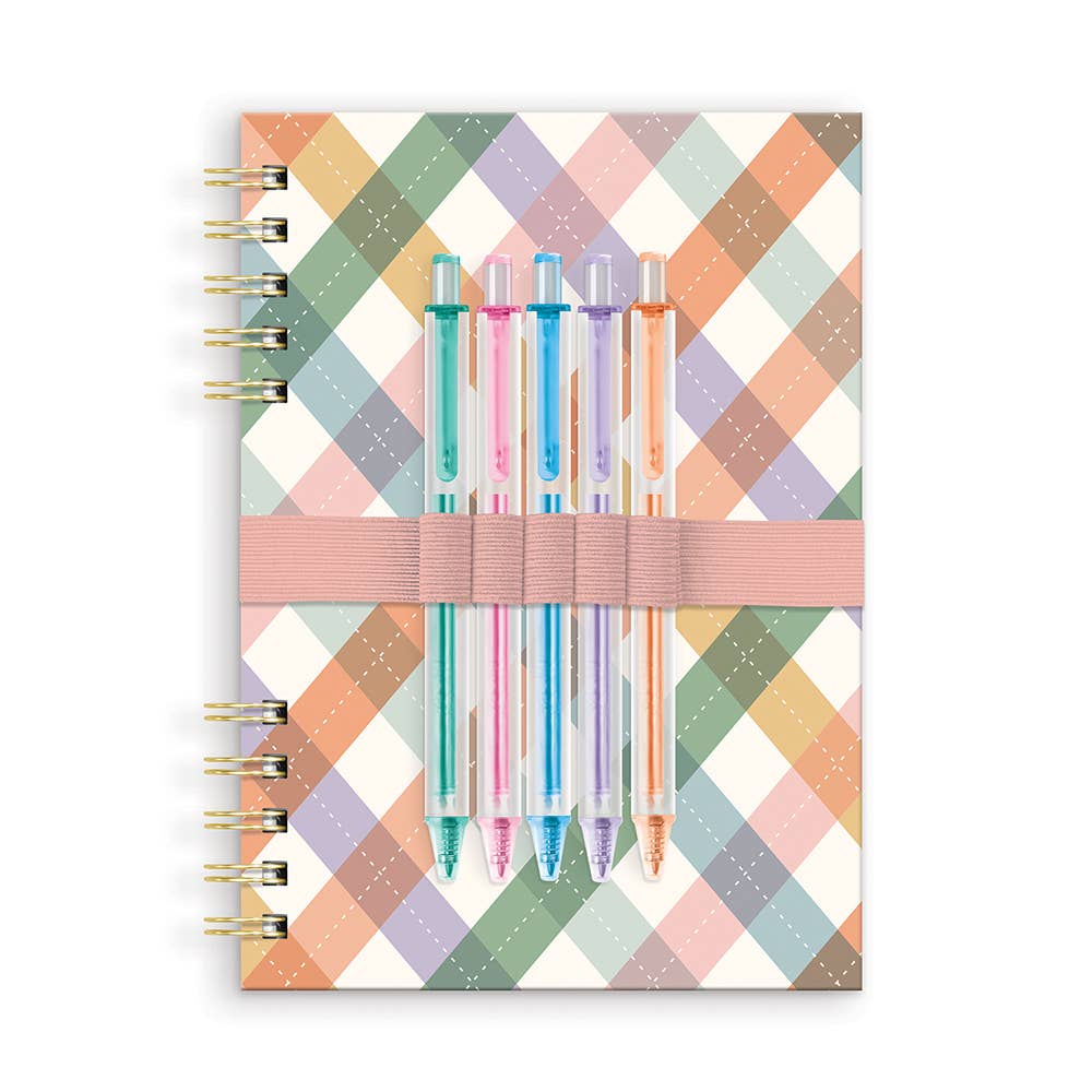 As If Argyle Harper Split-Spiral Notebook & Pen Set by Studio Oh!