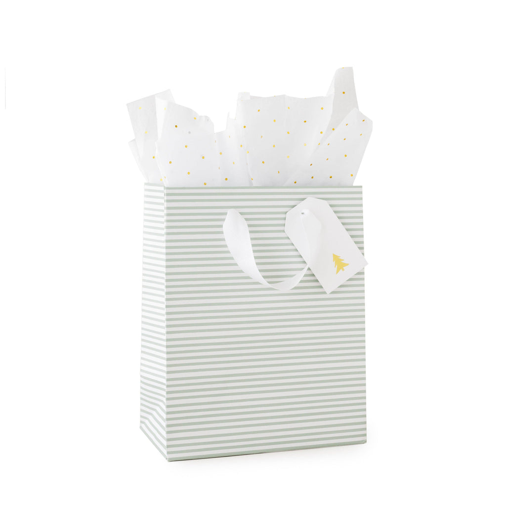 Gift Bag Set, Green Stripe