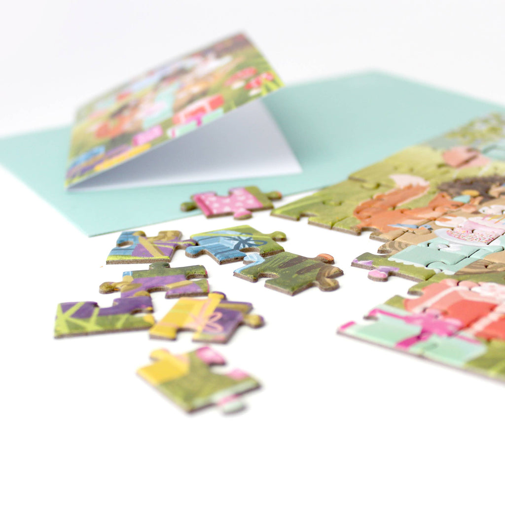 Woodland Party Puzzle Greeting Card