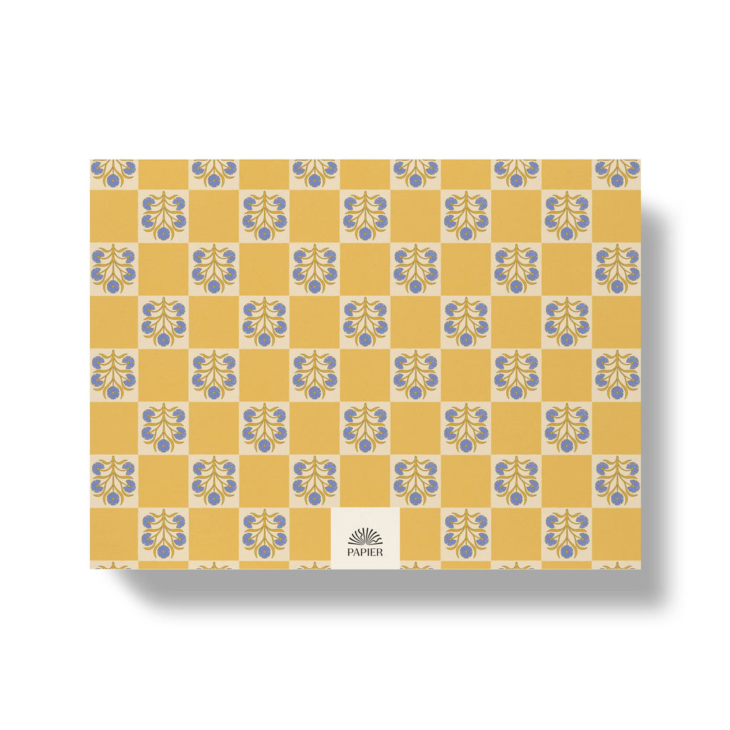 Weekly Desk Planner, Undated -  Floral Checkerboard
