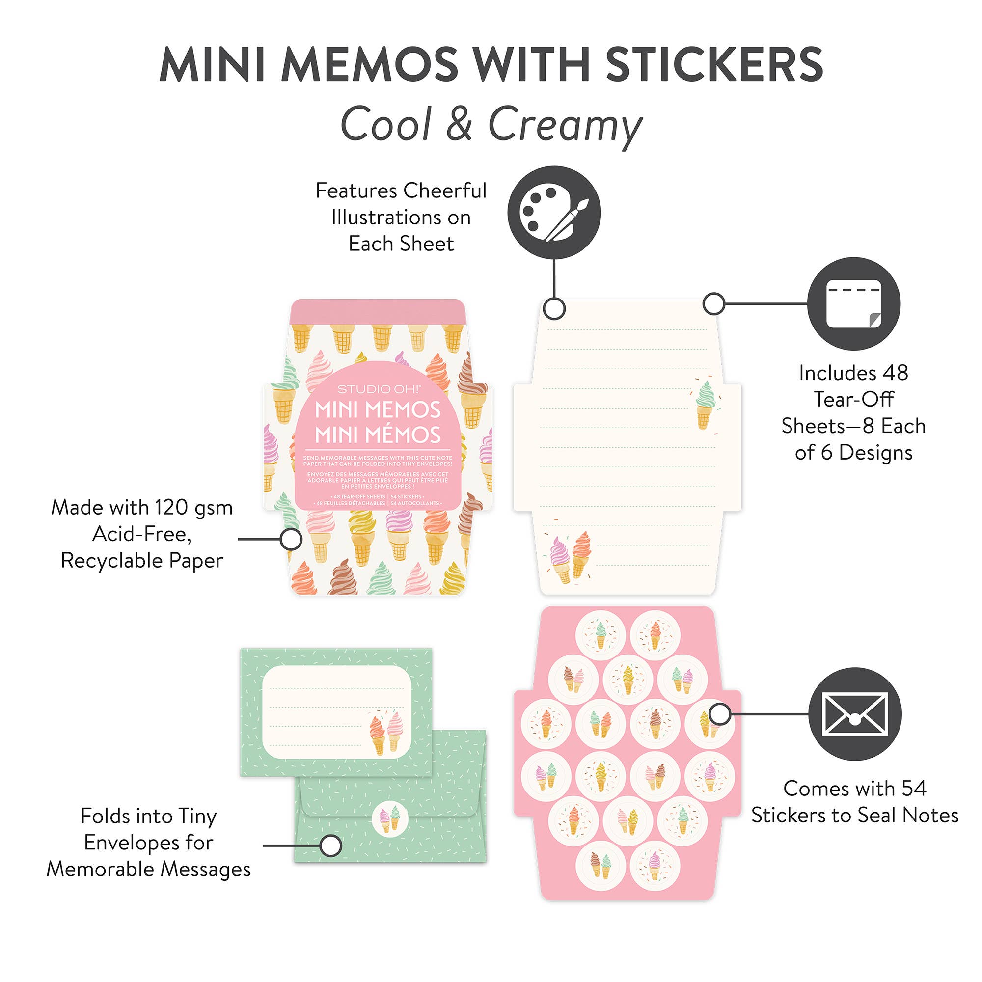 Cool & Creamy Mini Memos with Stickers by Studio Oh!