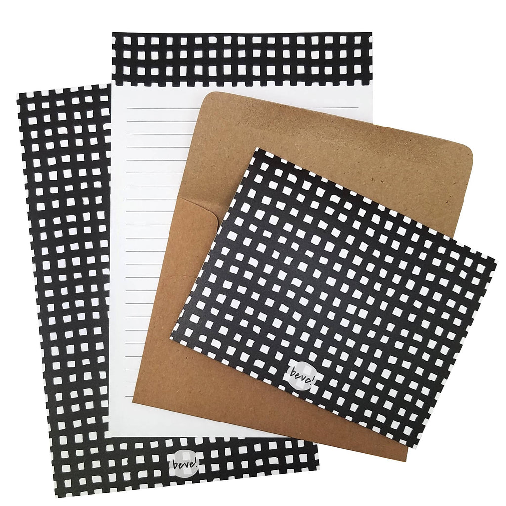 Black Gingham Letter Writing Set
