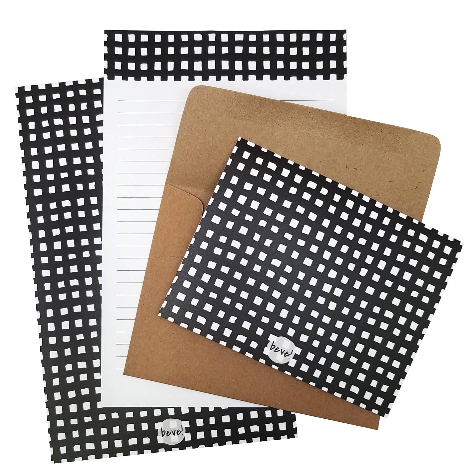 Black Gingham Letter Writing Set