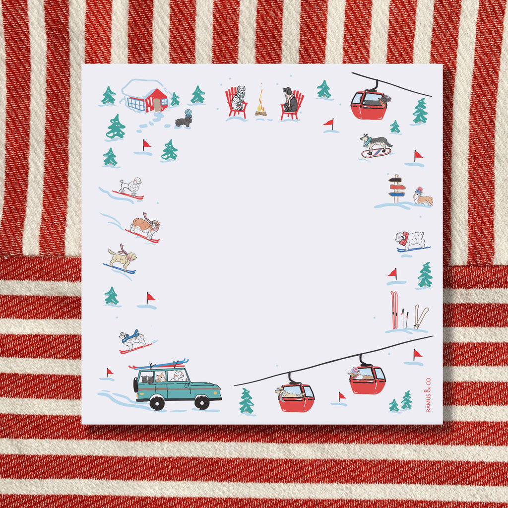 Ski Dogs Square Notepad | 100-Sheet Tear-Off Pad