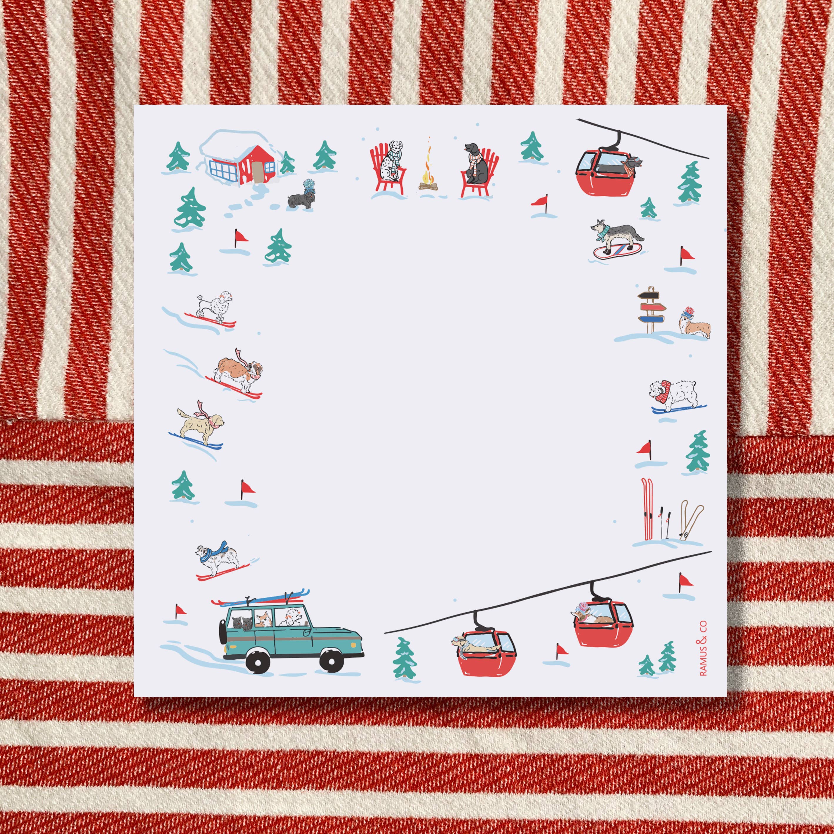 Ski Dogs Square Notepad | 100-Sheet Tear-Off Pad