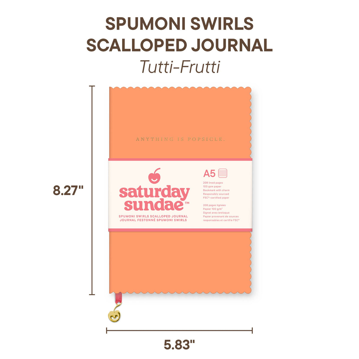A5 Scalloped Journal, Tutti-Frutti Spumoni Swirls