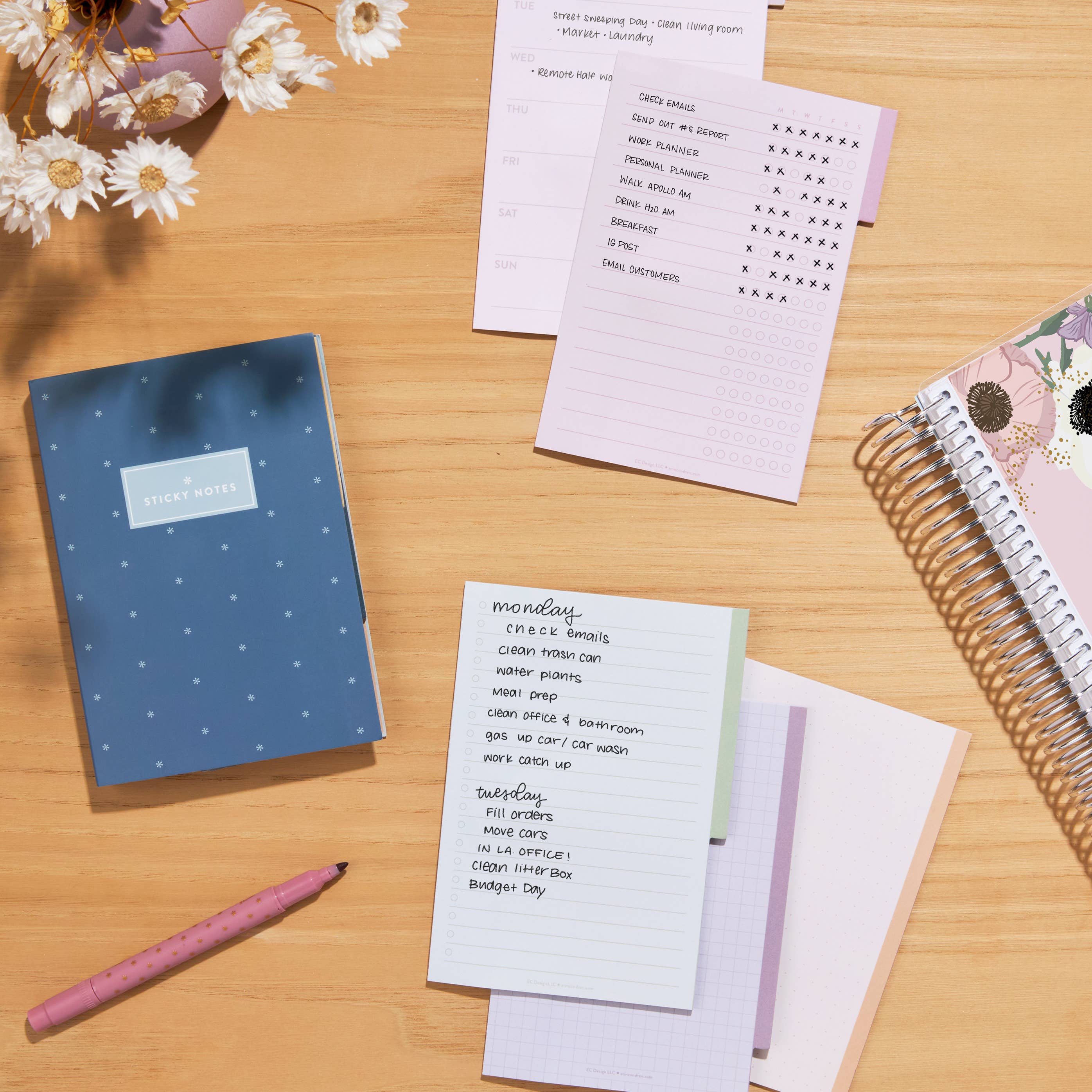 Functional Tabbed Sticky Note Booklet - Earth Tones - Erin Condren