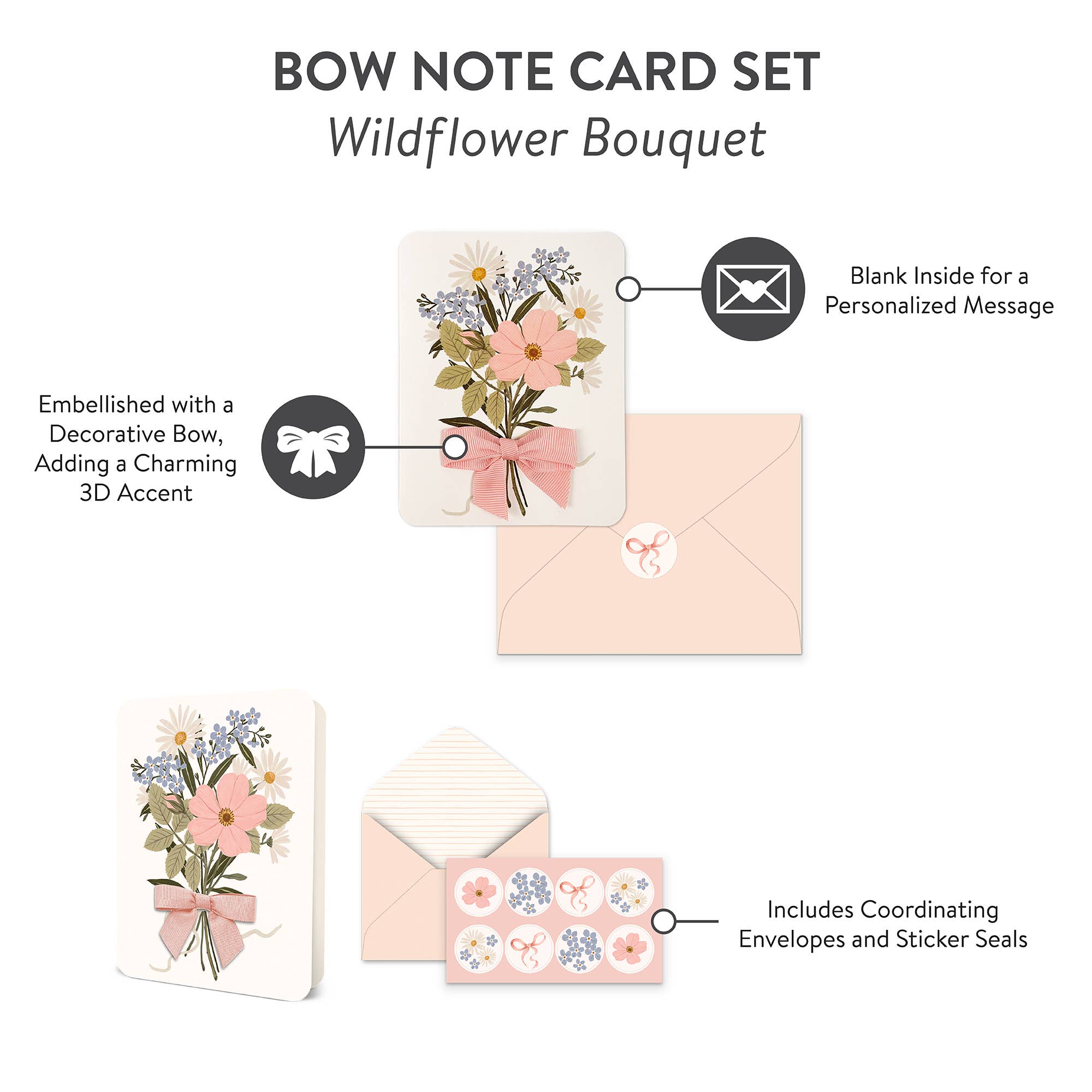 Wildflower Bouquet Bow Note Card Set